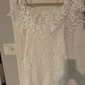 She + Sky White Lace Overlay Dress